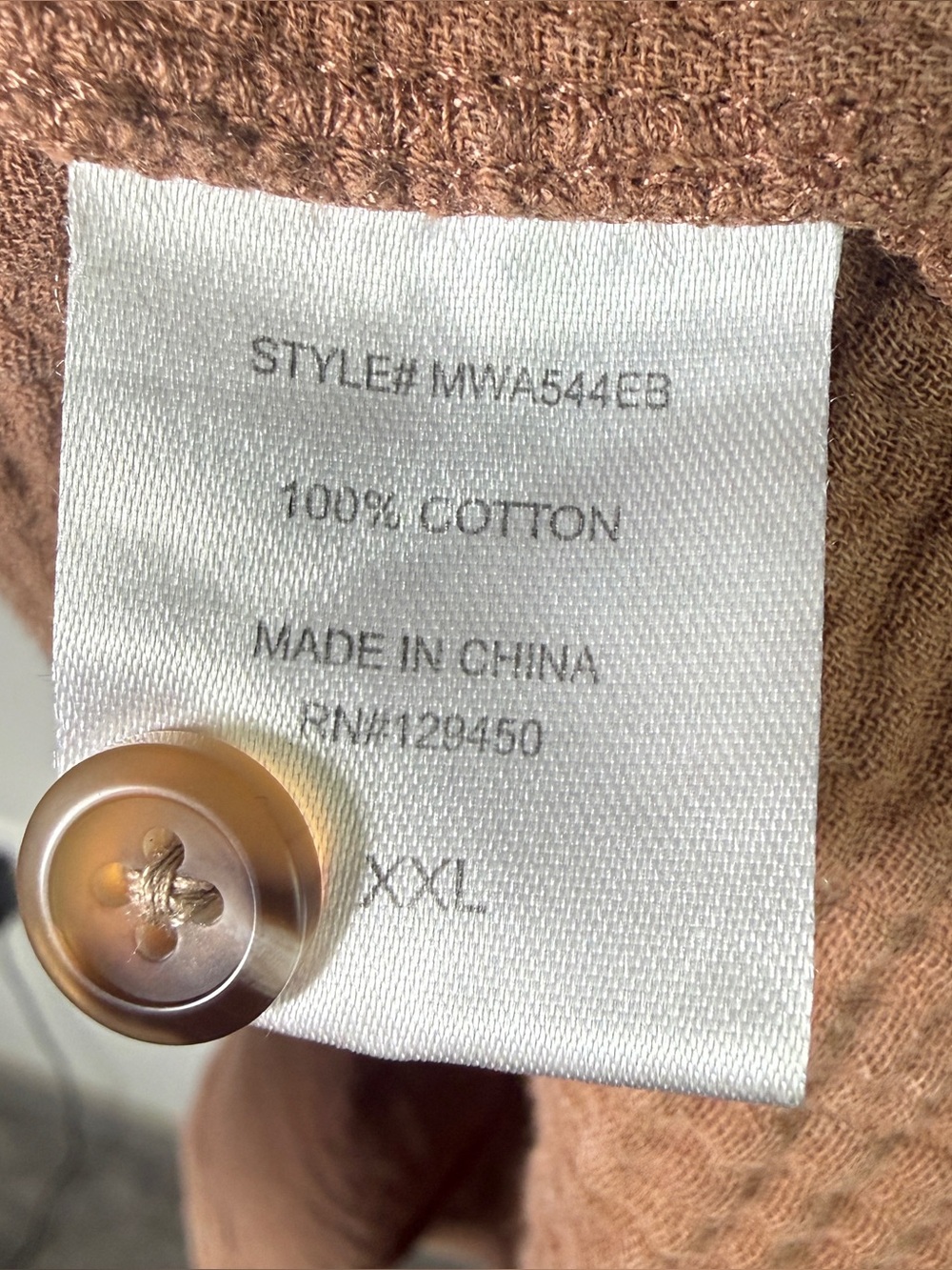 Earthbound Gauze Cotton Button Down Shirt Taupe Mocha Boho Coastal XXL - Picture 5 of 6